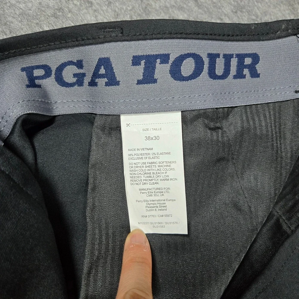 PGA Tour Mens Black Performance Flat Front Golf Pants 38x30